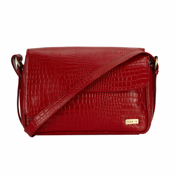 TANN IN Women’s Handcrafted Textured Genuine Leather Black Shoulder Bag – Elegant Crossbody Purse for Office, Casual & Party Use