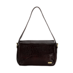 TANN IN Women’s Handcrafted Textured Genuine Leather Black Shoulder Bag – Elegant Crossbody Purse for Office, Casual & Party Use