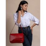 TANN IN Women’s Handcrafted Textured Genuine Leather Black Shoulder Bag – Elegant Crossbody Purse for Office, Casual & Party Use