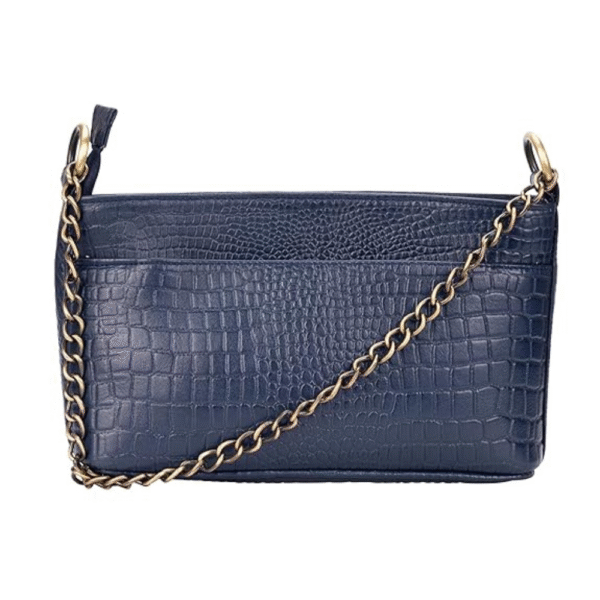 Genuine Leather Bag with Metal Chain Strap