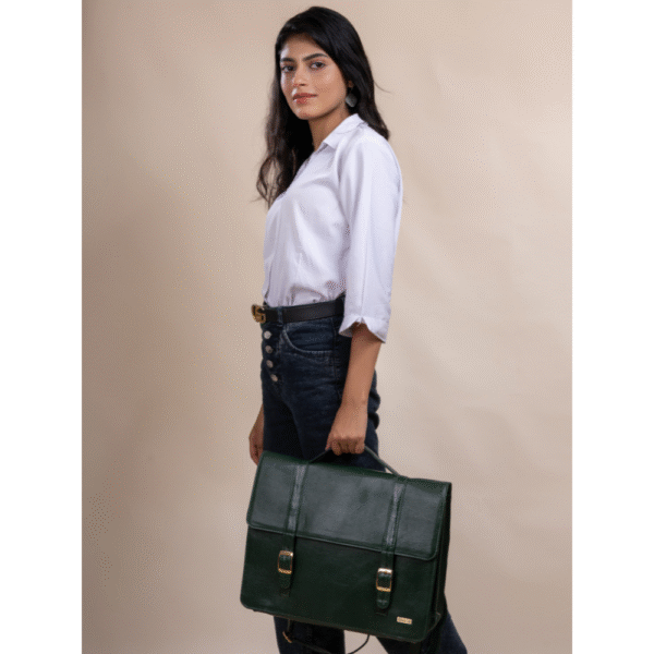 TANN IN Genuine Leather Handcrafted Women’s Laptop Bag – Elegant Red Shoulder & Messenger Bag for Office, Business & Travel (Fits 15.6 Inch Laptop)