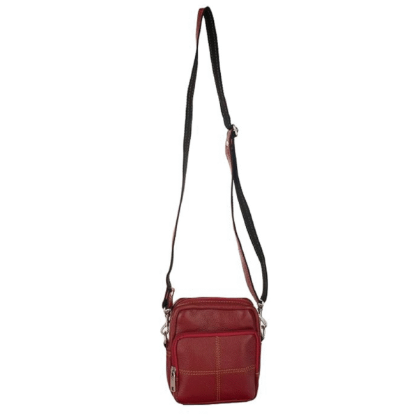 Red Leather Leather Sling bag CAM 7 x 8 inch