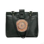Genuine Leather Ladies handbag - Handmade with Shantiniketan motif print Handbag for Women