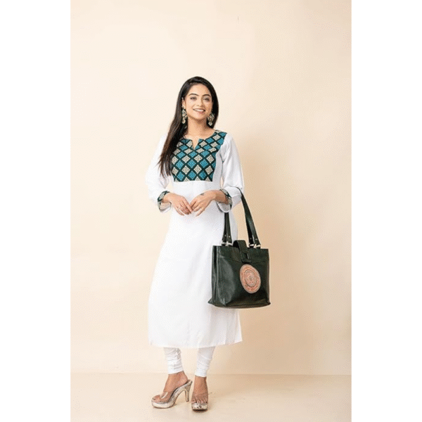 Genuine Leather Ladies handbag - Handmade with Shantiniketan motif print Handbag for Women