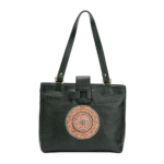 Genuine Leather Ladies handbag - Handmade with Shantiniketan motif print Handbag for Women