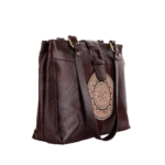 Genuine Leather Ladies handbag - Handmade with Shantiniketan motif print Handbag for Women