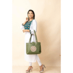 Genuine Leather Ladies handbag - Handmade with Shantiniketan motif print Handbag for Women