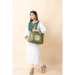 Genuine Leather Ladies handbag - Handmade with Shantiniketan motif print Handbag for Women