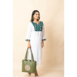 Genuine Leather Ladies handbag - Handmade with Shantiniketan motif print Handbag for Women