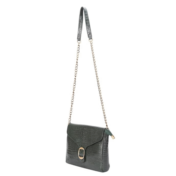 Genuine Leather Sling Bag for Women with Metal Chain Strap