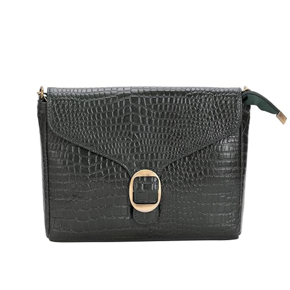 Genuine Leather Sling Bag for Women with Metal Chain Strap