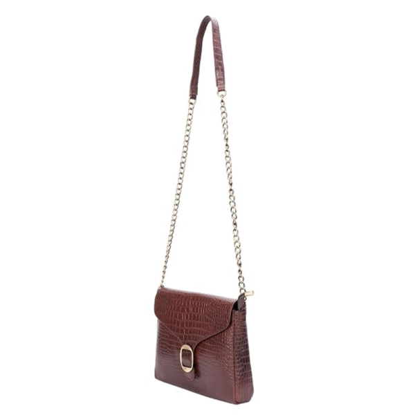 Genuine Leather Sling Bag for Women with Metal Chain Strap