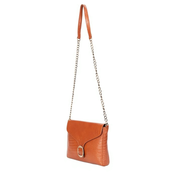 Genuine Leather Sling Bag for Women with Metal Chain Strap