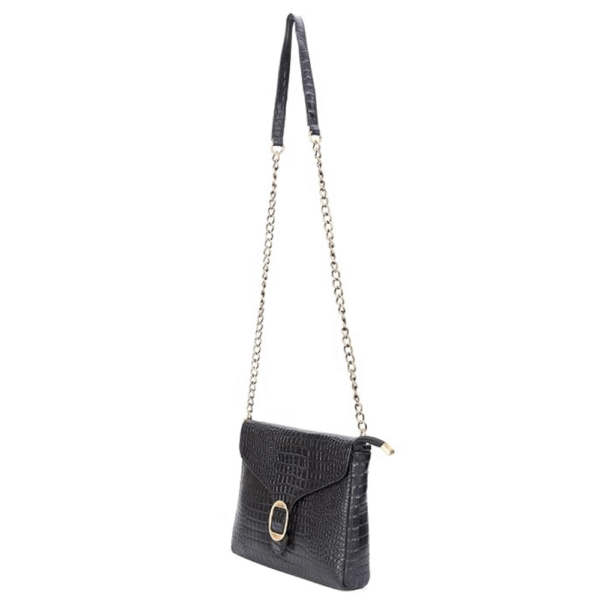 Genuine Leather Sling Bag for Women with Metal Chain Strap