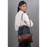 Pure Leather Handcrafted Women’s Crossbody Burgundy Purse Bag with Adjustable & Removable Shoulder Strap