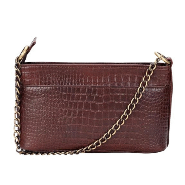 Genuine Leather Bag with Metal Chain Strap