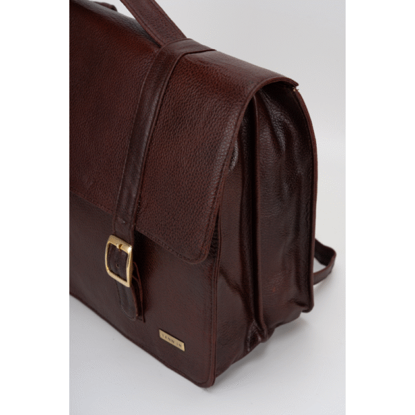 TANN IN Genuine Leather Handcrafted Women’s Laptop Bag – Elegant Red Shoulder & Messenger Bag for Office, Business & Travel (Fits 15.6 Inch Laptop)