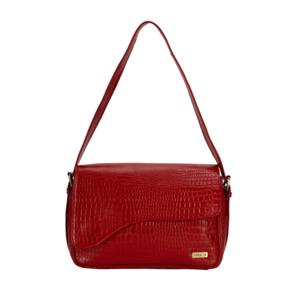 TANN IN Women’s Handcrafted Textured Genuine Leather Black Shoulder Bag – Elegant Crossbody Purse for Office, Casual & Party Use