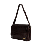 TANN IN Women’s Handcrafted Textured Genuine Leather Black Shoulder Bag – Elegant Crossbody Purse for Office, Casual & Party Use