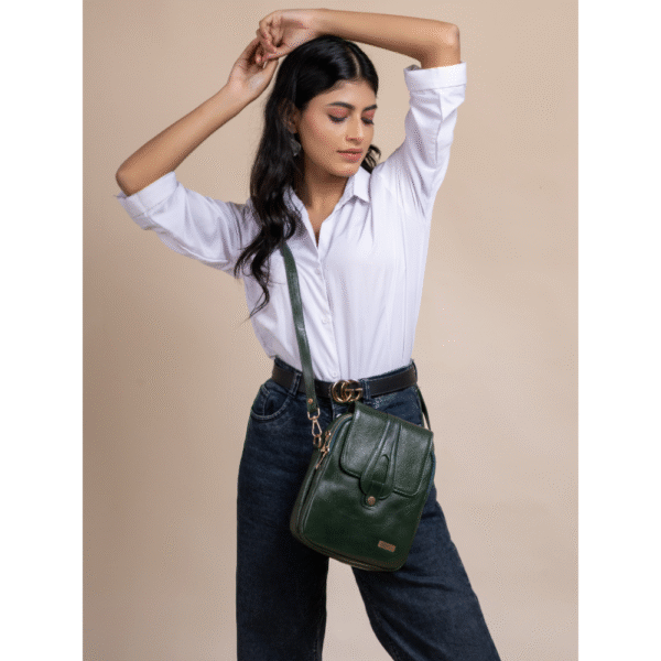 TANN IN Pure Leather Handcrafted Brown Messenger Sling Bag for Women