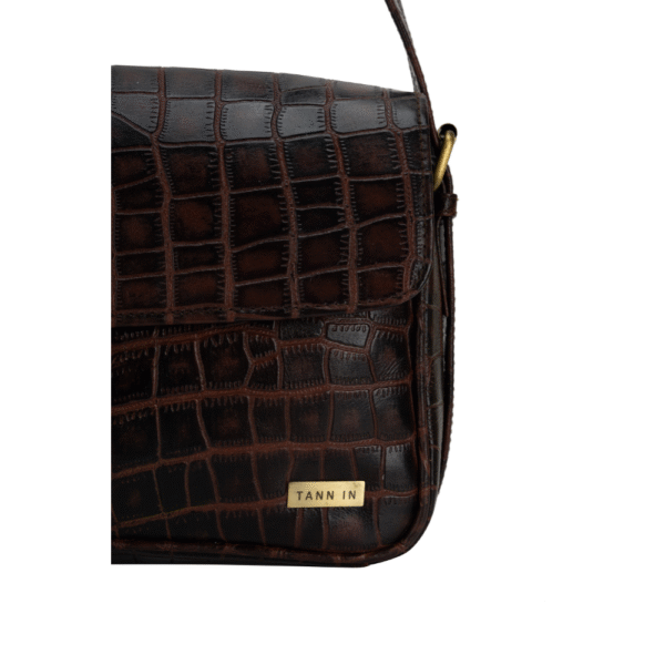 TANN IN Women’s Handcrafted Textured Genuine Leather Black Shoulder Bag – Elegant Crossbody Purse for Office, Casual & Party Use