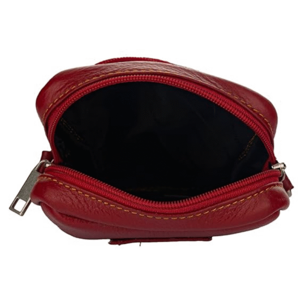 Red Leather Leather Sling bag CAM 7 x 8 inch