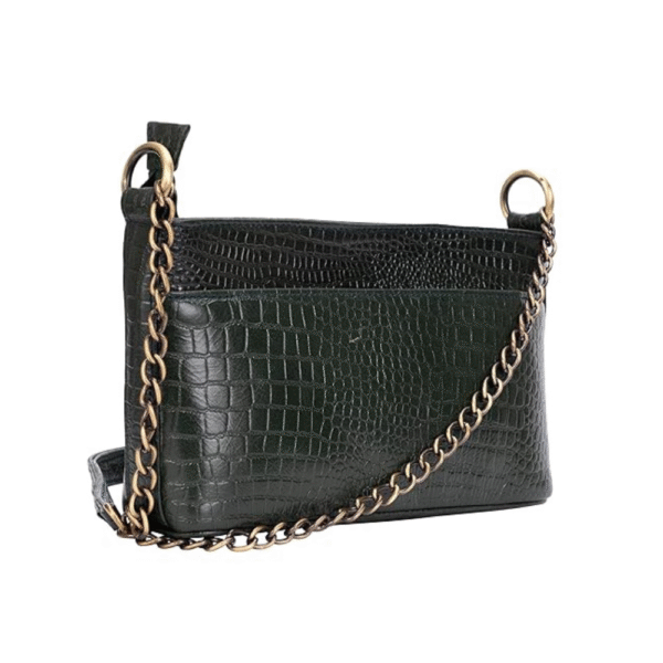 Genuine Leather Bag with Metal Chain Strap