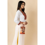 Shantiniketan Leather Shoulder bag | Handcrafted Traditional Printed Handbag for Women 8 x 8 inches - small