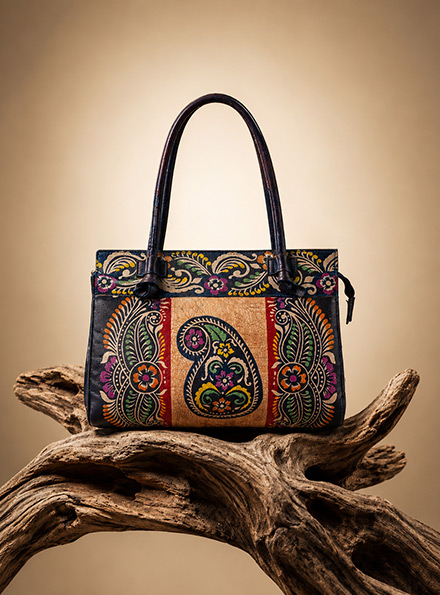 TANN IN Shantiniketan Pure Leather Ethnic Batik Printed Shoulder Bag for Women | Handcrafted Indian Design