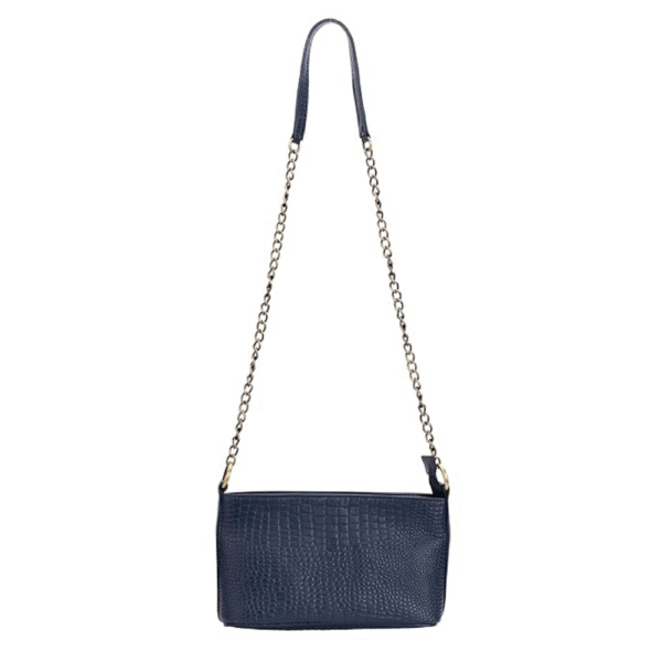 Genuine Leather Bag with Metal Chain Strap