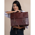 TANN IN Genuine Leather Handcrafted Women’s Laptop Bag – Elegant Red Shoulder & Messenger Bag for Office, Business & Travel (Fits 15.6 Inch Laptop)