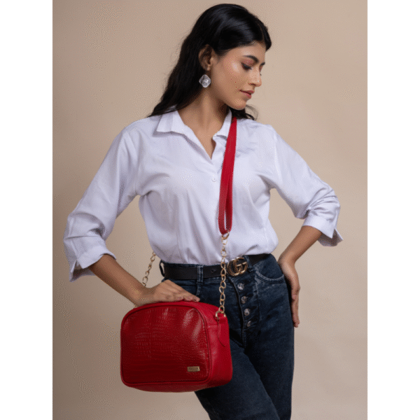 TANN IN Textured Leather Handcrafted Brown Sling Bag for Women – Stylish Shoulder & Crossbody Purse