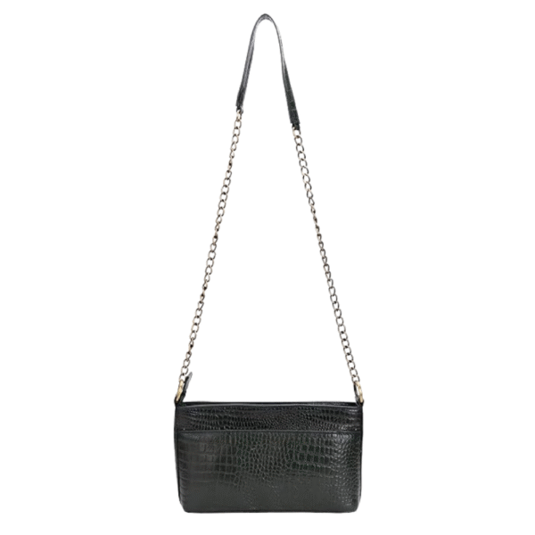 Genuine Leather Bag with Metal Chain Strap