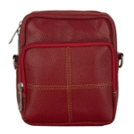 Red Leather Leather Sling bag CAM 7 x 8 inch