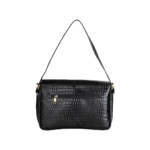 Women’s Handcrafted Textured Genuine Leather Black Shoulder Bag – Elegant Crossbody Purse for Office, Casual & Party Use