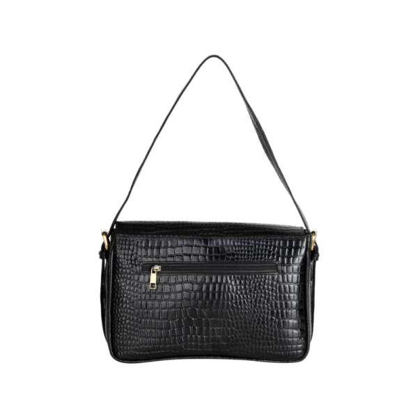 Women’s Handcrafted Textured Genuine Leather Black Shoulder Bag – Elegant Crossbody Purse for Office, Casual & Party Use