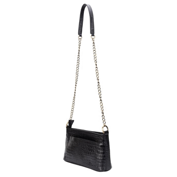 Genuine Leather Bag with Metal Chain Strap