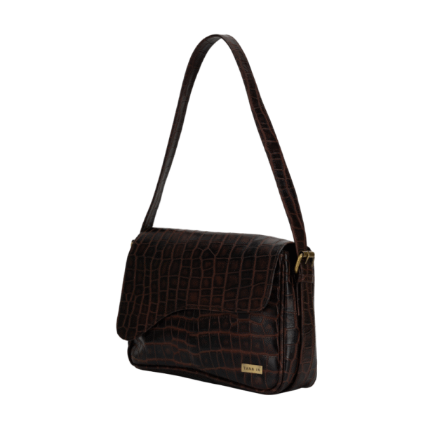 TANN IN Women’s Handcrafted Textured Genuine Leather Black Shoulder Bag – Elegant Crossbody Purse for Office, Casual & Party Use