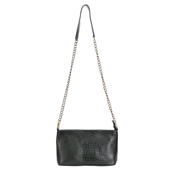Genuine Leather Bag with Metal Chain Strap