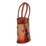 Shantiniketan Leather Shoulder bag | Handcrafted Traditional Printed Handbag for Women 8 x 8 inches - small