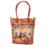 Shantiniketan Leather Shoulder bag | Traditional Printed Handbag for Women|14 inch Multicolor