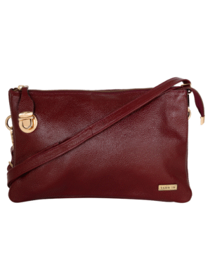 Pure Leather Handcrafted Women’s Crossbody Burgundy Purse Bag with Adjustable & Removable Shoulder Strap