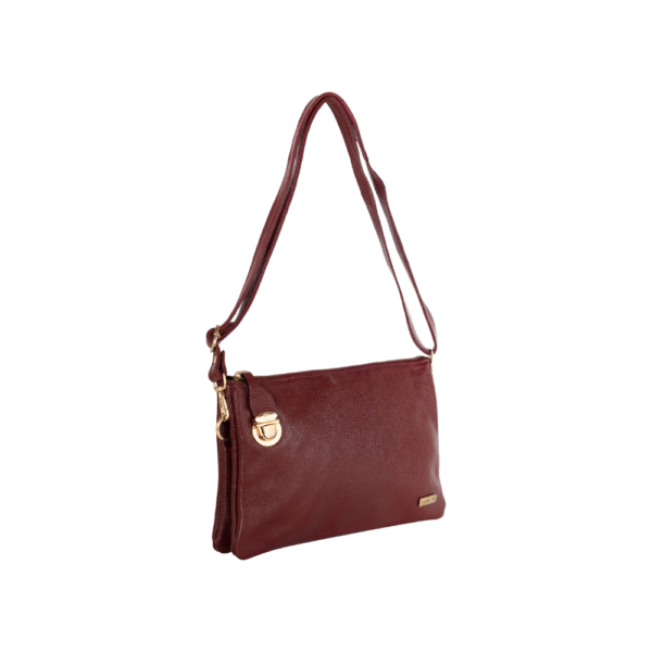 Pure Leather Handcrafted Women’s Crossbody Burgundy Purse Bag with Adjustable & Removable Shoulder Strap