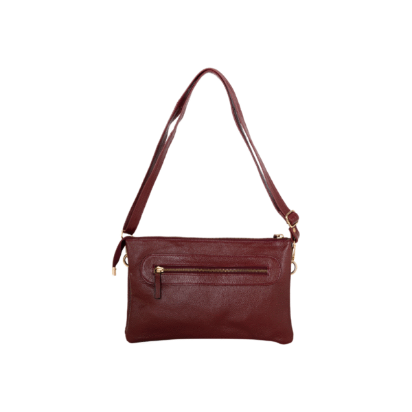 Pure Leather Handcrafted Women’s Crossbody Burgundy Purse Bag with Adjustable & Removable Shoulder Strap