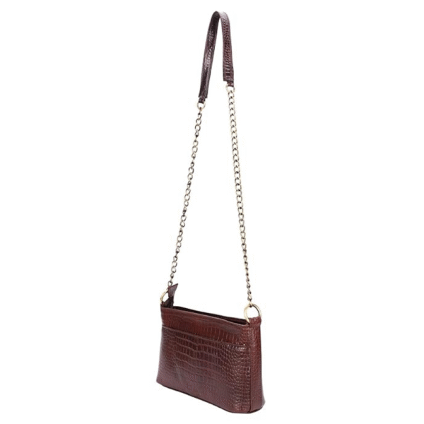 Genuine Leather Bag with Metal Chain Strap