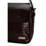 TANN IN Women’s Handcrafted Textured Genuine Leather Black Shoulder Bag – Elegant Crossbody Purse for Office, Casual & Party Use