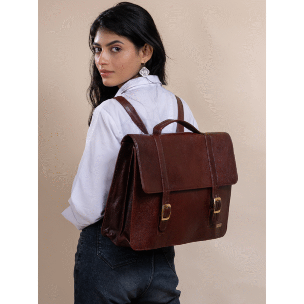 TANN IN Genuine Leather Handcrafted Women’s Laptop Bag – Elegant Red Shoulder & Messenger Bag for Office, Business & Travel (Fits 15.6 Inch Laptop)