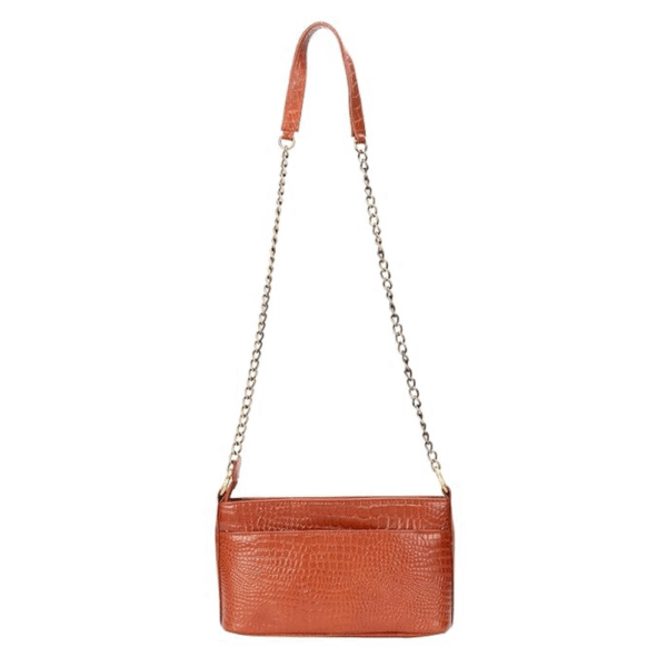 Genuine Leather Bag with Metal Chain Strap