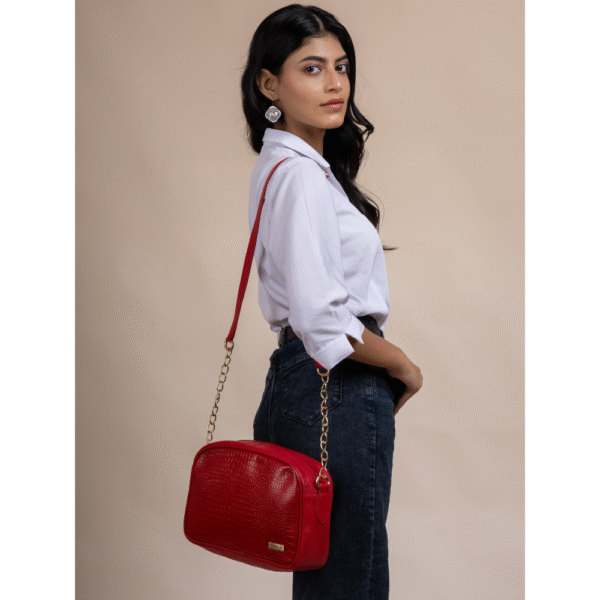 TANN IN Textured Leather Handcrafted Brown Sling Bag for Women – Stylish Shoulder & Crossbody Purse