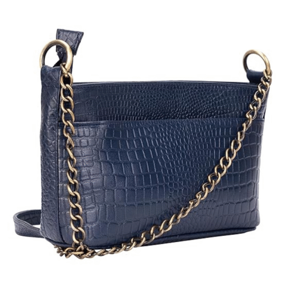 Genuine Leather Bag with Metal Chain Strap